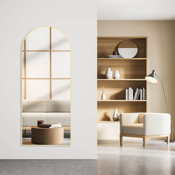 JOINSUN Floor Standing Mirror, Wall Mirror with Stand Aluminum Alloy Thin Frame