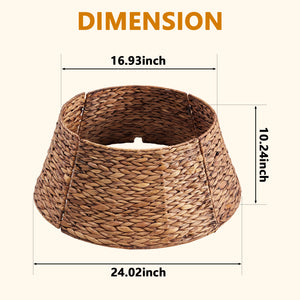 CONCETTA Christmas Tree Collar, Farmhouse Detachable Handwoven Christmas Tree Base Cover, Christmas Tree Basket Base, for Holiday,Black