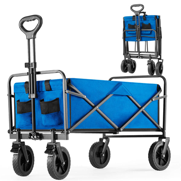 CONCETTA Collapsible Foldable Wagon Cart-with All-Terrain Wheels, Heavy Duty Utility Grocery Wagon with Drink Holders for Shopping Sports Camping
