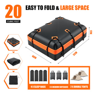 CONCETTA Car Rooftop Cargo Carrier, Waterproof Durable Roof Bag for Vehicles, Universal Fit with Straps & Anti-Slip Mat, Easy Install, Black