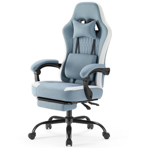 gaming chair, office chair with high backrest and computer chair, is an ergonomic adjustable rotating office chair. Available in black, white, khaki, pink and blue.