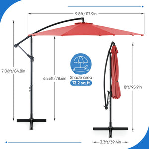 CONCETTA 10ft Offset Outdoor Patio Umbrella with Easy Tilt & Crank, Adjustable Polyester Shade for Garden, Backyard, Poolside