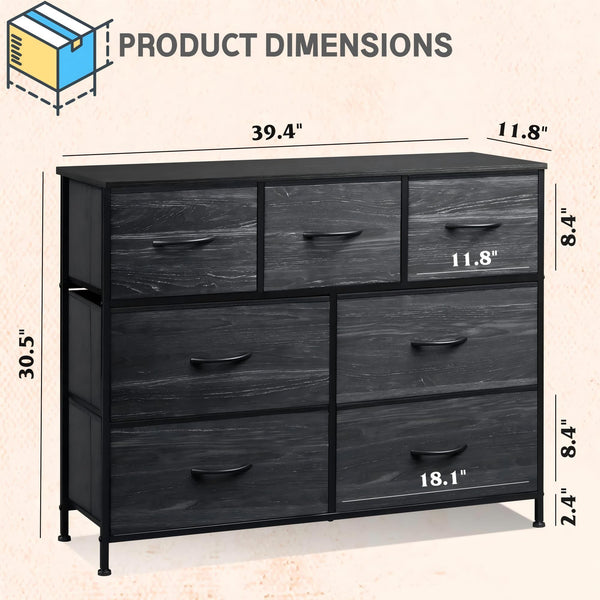 CONCETTA 7-Drawer Fabric Storage Cabinet for Adults, TV Cabinet Sideboard, Organizer Furniture for Living Room, Office, Kitchen, Hallway