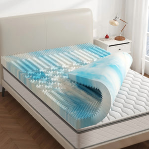 CONCETTA Egg Crate Foam Mattress Topper, Lavender Cooling Gel Infused Bed Pad for Back Pain, CertiPUR-US and Oeko-TEX Certified