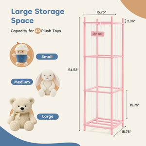 CONCETTA Toy Storage Organizer, Wooden Toy Holder Cage - Holds 40+ Plush Toys, Sturdy Wood & Steel Screw Construction for Toddler Room, Playroom, Bedroom, White