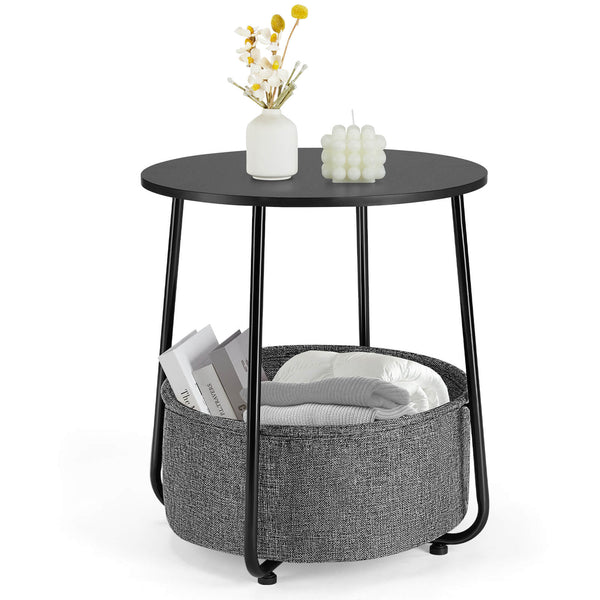 CONCETTA Compact nightstand, sofa side table, can be used in living room, nursery room, bedroom, comes with fabric basket for easy storage