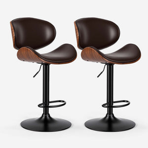 CONCETTA Rotatable Bar Stool Set (2-piece), Adjustable Height Bar Stool, Featuring PU Leather Seat, Ergonomic Backrest and Footrest, With Anti-slip Rubber Base Suitable for Bar