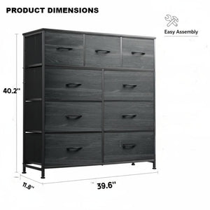 CONCETTA 9-Drawer Fabric Dresser, TV Cabinet Sideboard, Storage Organizer Cabinet for Living Room, Bedroom, Office