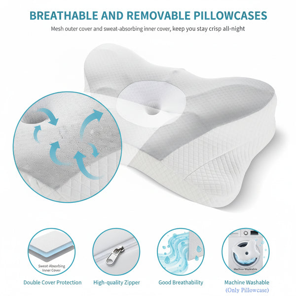 Ergonomic Cervical Pillow Orthopedic Cervical Pillow for Neck Pain Relief, King, Gray