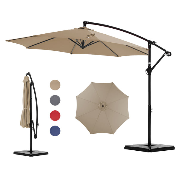 CONCETTA 10ft Offset Outdoor Patio Umbrella with Easy Tilt & Crank, Adjustable Polyester Shade for Garden, Backyard, Poolside