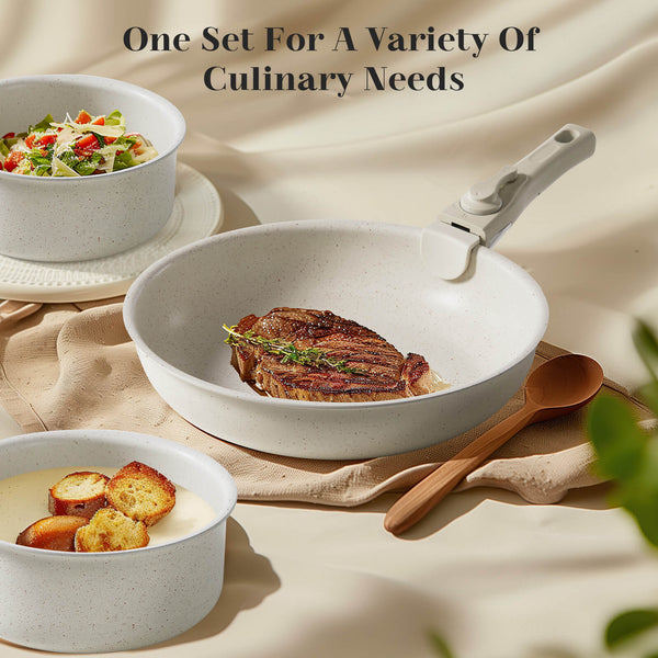 CONCETTA 12Pcs Pots and Pans Set-Nonstick Kitchen Cookware, with Detachable Handle, Induction Cookware, Dishwasher Oven Safe