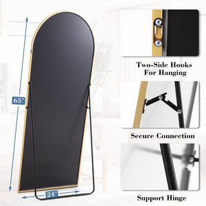 CONCETTA Arched Full Length Mirror, 65" x 24" Aluminum Alloy Freestanding Floor Mirror for Bedroom Entryway
