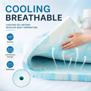 CONCETTA Mattress Topper Full - 2 Inch Gel Memory Foam Mattress Topper Full Size for Back Pain
