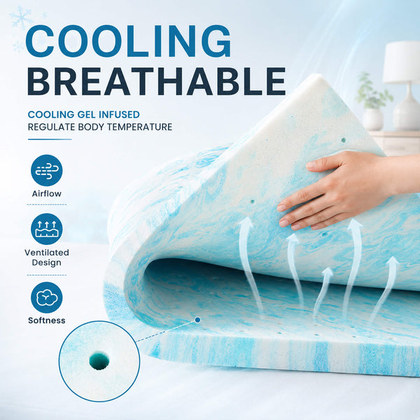CONCETTA Mattress Topper Full - 2 Inch Gel Memory Foam Mattress Topper Full Size for Back Pain
