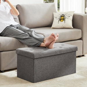 CONCETTA 30 Inches Storage Ottoman Bench, Foldable Ottoman Foot Rest, End of Bed Bench, Storage Chest, Load up to 660 lb, for Living Room, Bedroom, Entryway