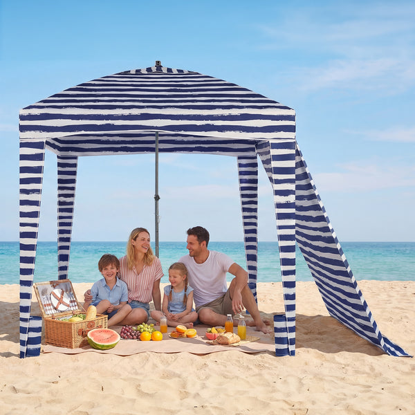 SHOUFTW Beach Cabana - 6 x 6 ft Cool Beach with Detachable Side Wall & Carry Bag, UPF 50+ for Beach, Camping, Park