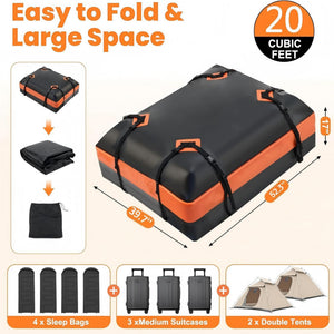 CONCETTA Car Rooftop Cargo Carrier, Waterproof Durable Roof Bag for Vehicles, Universal Fit with Straps & Anti-Slip Mat, Easy Install, Black