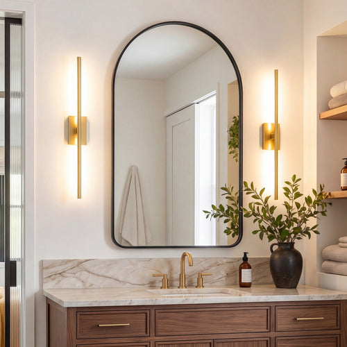 CONCETTA Arched Bathroom Mirror, Aluminum Alloy Framed for Wall, Vanity, Living Room, Bedroom, Entryway, Hallways