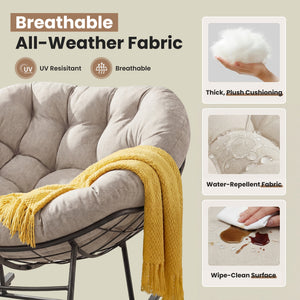 CONCETTA Heavy Duty Outdoor Rocking Chair with Cushion, Oversized Egg Lounge, 450 Lbs All-Weather Glider for Patio, Garden, Living Room