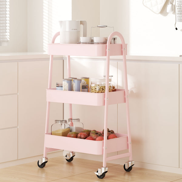 CONCETTA 3-Tier Portable Multifunctional Cart With Wheels, Supports Up To 120 Lbs, Heavy-Duty Foldable Cart, Suitable For Home, Office, Kitchen, And Storage, Black