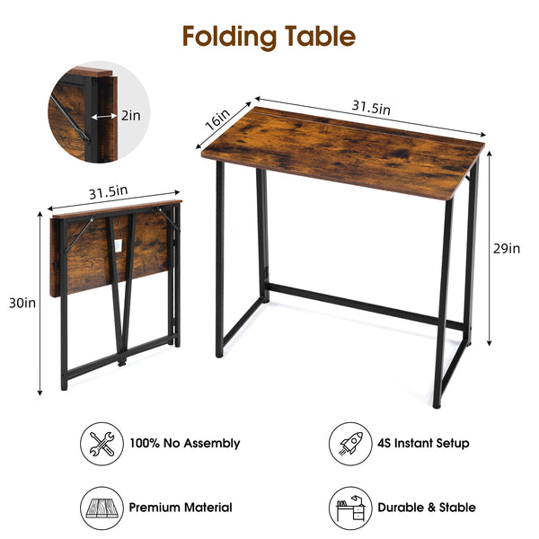 CONCETTA Lightweight Folding Desk 31.5", Space Saving Workstation, Portable Computer Table for Small Home Office & RV, Easy Set Up
