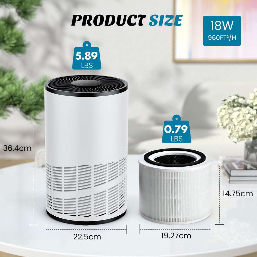 DUMOS Air Purifier for Home Bedroom, Covers 1200 Square Feet, True H13 Filter, Quiet Sleep Mode, Removes Odors, Smoke, Dust, Includes Filters