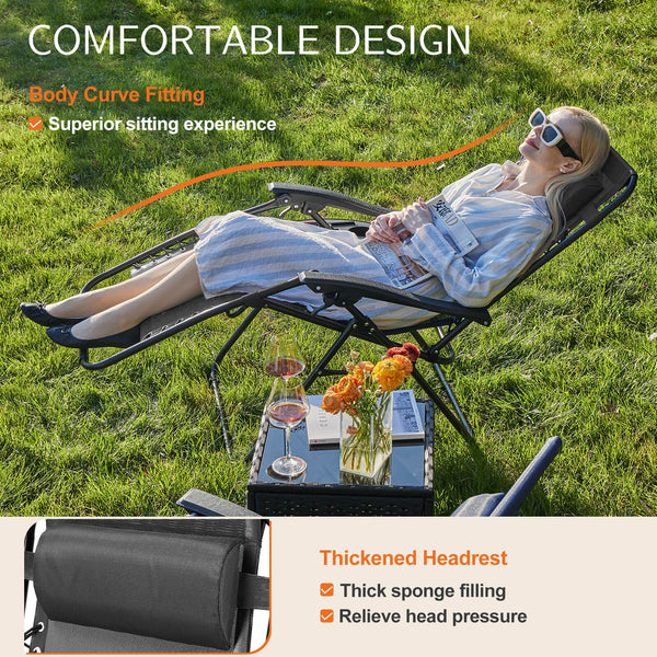 JOINSUN Zero Gravity Chairs - Set of 2 portable recliners with adjustable steel mesh for beach, camping, patio and lawn