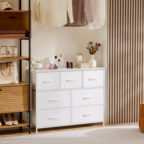 CONCETTA Dresser for Bedroom-with 7 Drawers, Chest Tower TV Stand,  Wooden Top for Living Room,  Bedroom, Closet