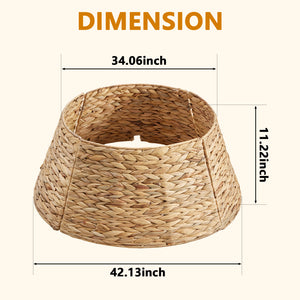 CONCETTA Christmas Tree Collar, Farmhouse Detachable Handwoven Christmas Tree Base Cover, Christmas Tree Basket Base, for Holiday,Black