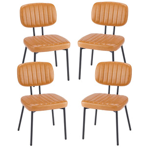 CONCETTA Dining Chairs Set of 2, Modern Kitchen Dining Room Accent Chairs with Faux Leather Cushion Seat & Metal Legs for Kitchen, Living Room
