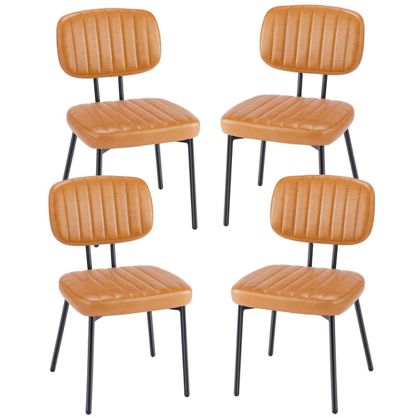 CONCETTA Dining Chairs Set of 2, Modern Kitchen Dining Room Accent Chairs with Faux Leather Cushion Seat & Metal Legs for Kitchen, Living Room
