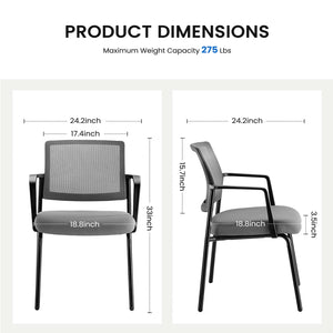 CONCETTA Mesh Back Arm Upholstered Fabric, Sturdy Metal Stacking Chairs, Easy to Use and Store, Outdoor and Indoor, for Home
