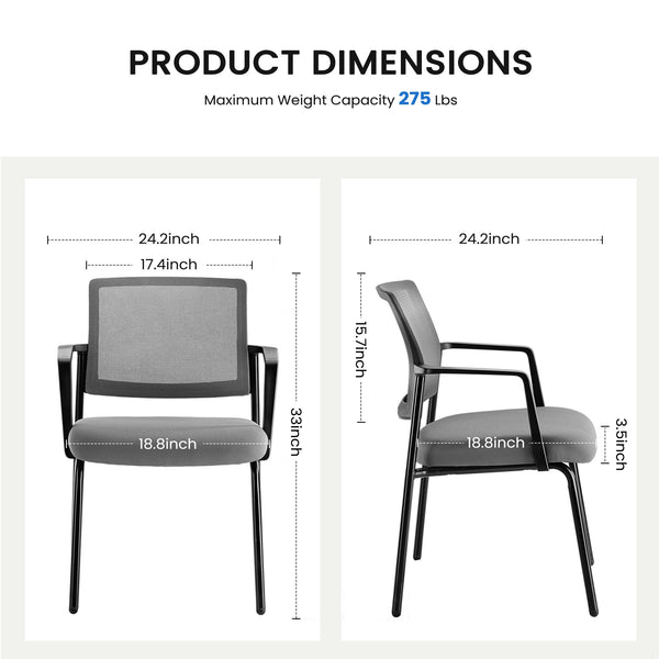CONCETTA Mesh Back Arm Upholstered Fabric, Sturdy Metal Stacking Chairs, Easy to Use and Store, Outdoor and Indoor, for Home