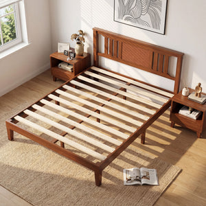 CONCETTA Solid Wood Platform Bed with Headboard, No Box Spring Needed, Wood Slat Support, Dark Brown Finish for Modern Bedroom, Full Size