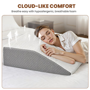 Wedge Pillow for Sleeping, Memory Foam Body Pillow for Acid Reflux, Neck & Back Pain Relief, Post-Surgery Recovery & Snoring Reduction, 7Inch