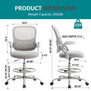 CONCETTA Office Computer Desk Chair, Ergonomic Chair with Flip-up Armrests and Lumbar Support, Height Adjustable, Breathable Mesh Back