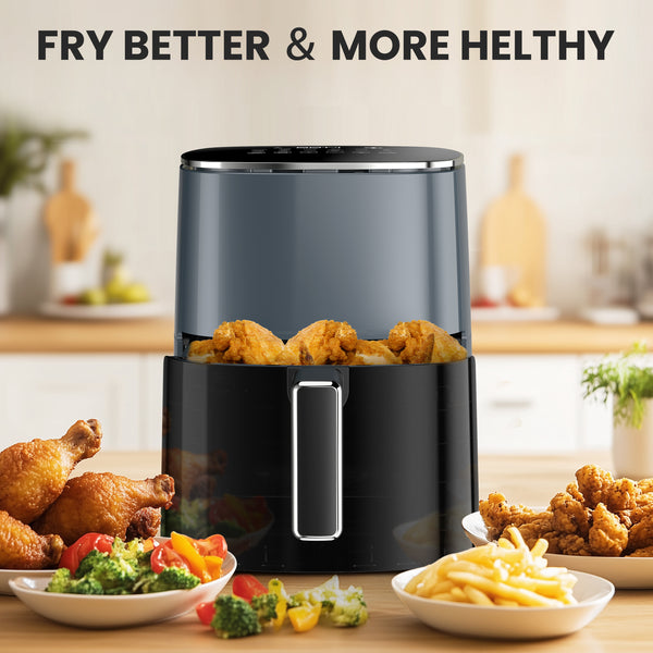 CONCETTAAir Fryer 12-in-1, Compact & Large 6-Qt with Window Square Air Fryer, Roast, Reheat, Dehydrate, Bake, Steam with 400F