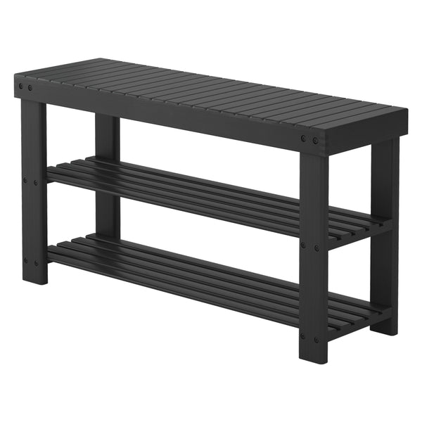 CONCETTA Bamboo Shoe Rack & Bench, 3-Tier 280 lb Capacity Storage Organizer for Entryway, Living Room, Balcony