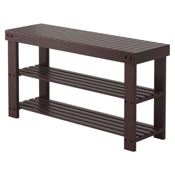 CONCETTA Bamboo Shoe Rack & Bench, 3-Tier 280 lb Capacity Storage Organizer for Entryway, Living Room, Balcony