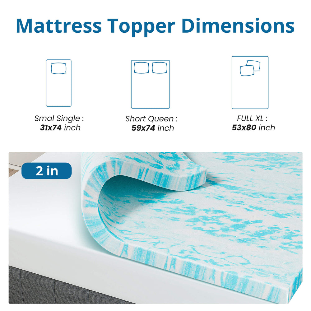 CONCETTA Mattress Topper Full - 2 Inch Gel Memory Foam Mattress Topper Full Size for Back Pain