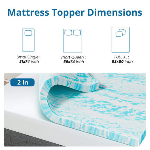 CONCETTA Mattress Topper Full - 2 Inch Gel Memory Foam Mattress Topper Full Size for Back Pain