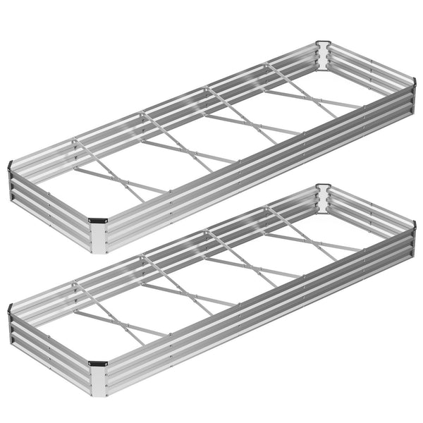 SHOUFTW Galvanized Rectangular Raised Garden Bed, Outdoor Metal Planter Box with Rust-Resistant Steel, Easy to Assemble, Ideal for Vegetables, Flowers & Herbs