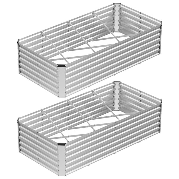 SHOUFTW Galvanized Rectangular Raised Garden Bed, Outdoor Metal Planter Box with Rust-Resistant Steel, Easy to Assemble, Ideal for Vegetables, Flowers & Herbs