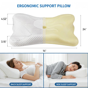 CONCETTA Ergonomic Cervical Pillow Orthopedic Cervical Pillow for Neck Pain Relief,Queen White