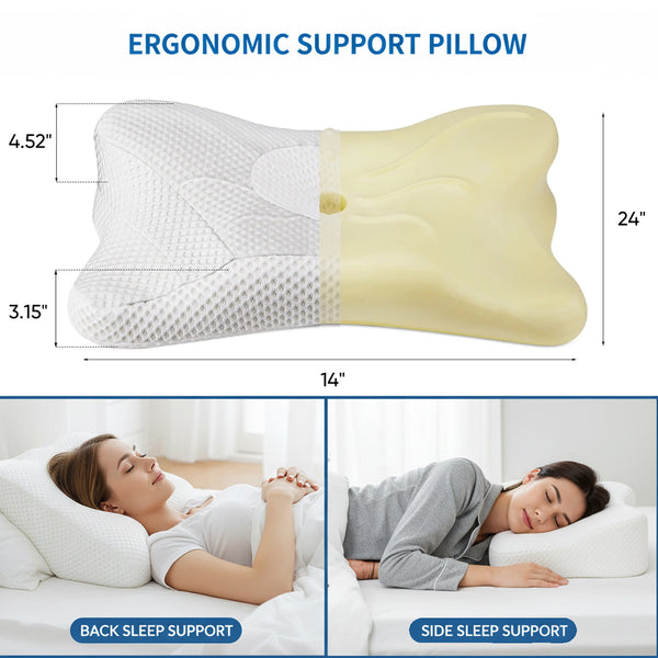 CONCETTA Ergonomic Cervical Pillow Orthopedic Cervical Pillow for Neck Pain Relief,Queen White