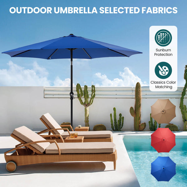 CONCETTA 9FT Patio Umbrella with Push Button Tilt and Crank,  with 8 Sturdy Ribs,Outdoor Umbrella, Pool Umbrella, for Market, Terrace, Beach, Outdoor Restaurant