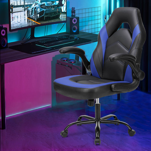 CONCETTA Ergonomic Leather Gaming Chair-Office Desk PU Leather Chair -up Armrests, Swivel Task Chair Adjustable Height for Adults Teens Kids