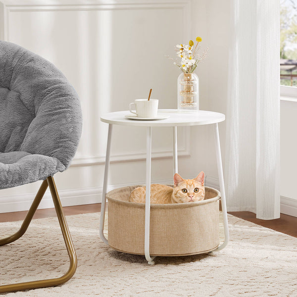CONCETTA Compact nightstand, sofa side table, can be used in living room, nursery room, bedroom, comes with fabric basket for easy storage