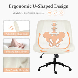 CONCETTA Cross-legged chair without armrests, with wheels, swivelling, height-adjustable vanity chair, office chair, can be used with fabric dresser