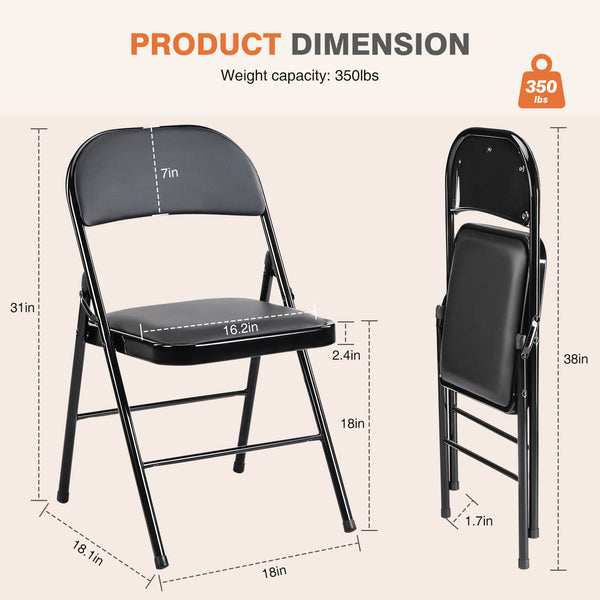 CONCETTA Genuine Leather Folding Chair - Soft and comfortable, easy to carry and store, suitable for events, weddings, parties, home, office